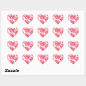 Moderne Waterverf roze bloemen Hart Sticker (Vel)