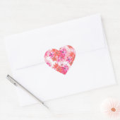 Moderne Waterverf roze bloemen Hart Sticker (Envelop)