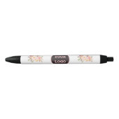 Moderne Waterverf roze bloemen Logo Zwarte Inkt Pen (Voorkant)