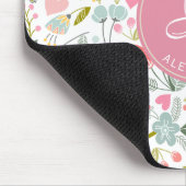 Moderne waterverf roze bloemen monogram naam muismat (Hoek)