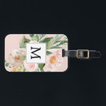 Moderne Waterverf roze bloemen monogrammen Bagagelabel<br><div class="desc">Moderne Waterverf roze bloemen monogrammen</div>