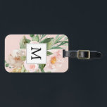 Moderne Waterverf roze bloemen monogrammen Bagagelabel<br><div class="desc">Moderne Waterverf roze bloemen monogrammen</div>