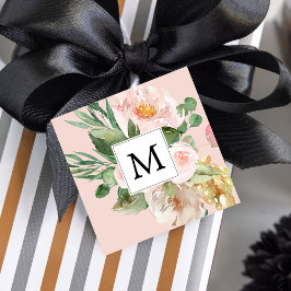 Moderne Waterverf roze bloemen monogrammen Bedankjes Labels