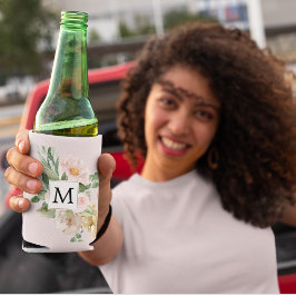 Moderne Waterverf roze bloemen monogrammen Blikjeskoeler