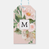 Moderne Waterverf roze bloemen monogrammen Cadeaulabel (Voorkant)