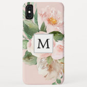 Moderne Waterverf roze bloemen monogrammen Case-Mate iPhone Case (Achterkant)