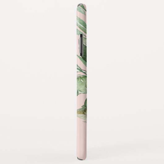 Moderne Waterverf roze bloemen monogrammen Case-Mate iPhone Case (Achterkant/rechts)