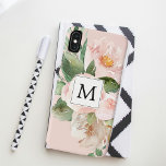 Moderne Waterverf roze bloemen monogrammen Case-Mate iPhone Case<br><div class="desc">Moderne Waterverf roze bloemen monogrammen</div>