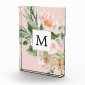 Moderne Waterverf roze bloemen monogrammen Fotoblokken (Rechts)