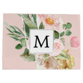 Moderne Waterverf roze bloemen monogrammen Groot Cadeauzakje (Achterkant)
