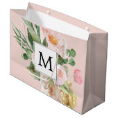 Moderne Waterverf roze bloemen monogrammen Groot Cadeauzakje (Voorkant Gekanteld)