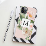 Moderne Waterverf roze bloemen monogrammen iPhone 11Pro Max Hoesje<br><div class="desc">Moderne Waterverf roze bloemen monogrammen</div>