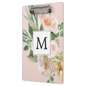 Moderne Waterverf roze bloemen monogrammen Klembord (Links)