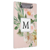Moderne Waterverf roze bloemen monogrammen Klembord (Rechts)