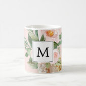 Moderne Waterverf roze bloemen monogrammen Koffiemok (Center)