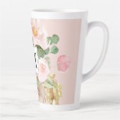 Moderne Waterverf roze bloemen monogrammen Latte Mok (Rechts)