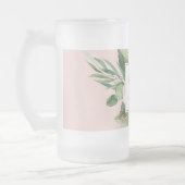 Moderne Waterverf roze bloemen monogrammen Matglas Bierpul (Links)