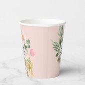 Moderne Waterverf roze bloemen monogrammen Papieren Bekers (Rechts)