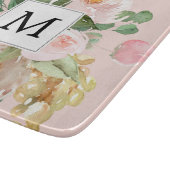 Moderne Waterverf roze bloemen monogrammen Snijplank (Hoek)