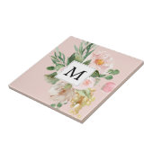 Moderne Waterverf roze bloemen monogrammen Tegeltje (Zijkant)