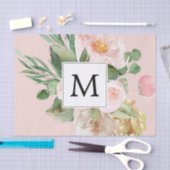 Moderne Waterverf roze bloemen monogrammen Tissuepapier (Craft)