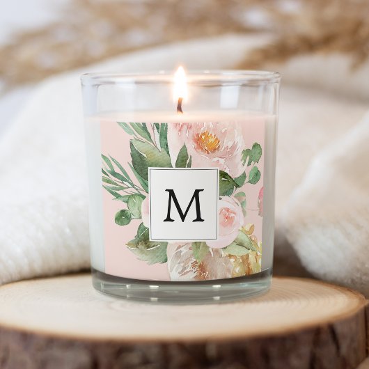 Moderne Waterverf roze bloemen monogrammen Vierkante Sticker