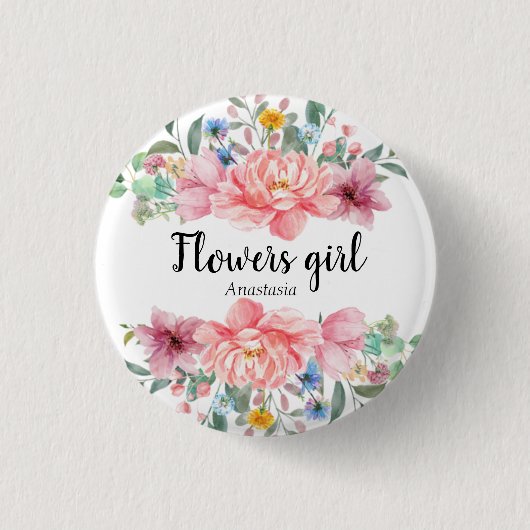 Moderne Waterverf roze bloemen Ronde Button 3,2 Cm (Voorkant)
