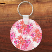 Moderne Waterverf Roze Bloemen Sleutelhanger (Voorkant)
