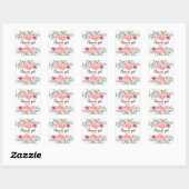Moderne Waterverf roze bloemen Vierkante Sticker (Vel)
