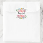 Moderne Waterverf roze bloemen Vierkante Sticker (Tas)