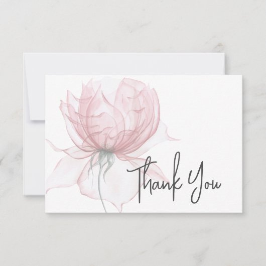 Moderne Waterverf roze bloemenbruiloft Bedankkaart (Voorkant)