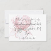 Moderne Waterverf roze bloemenbruiloft Bedankkaart (Achterkant)