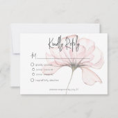 Moderne Waterverf roze bloemenbruiloft RSVP Kaartje (Voorkant)