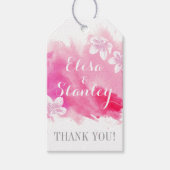 Moderne waterverf roze bloesems bruiloft Dank U Cadeaulabel (Voorkant)