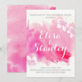 Moderne waterverf roze bloesems repetitie diner kaart (Voorkant / Achterkant)