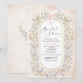 Moderne Waterverf Roze boog retro bloemen Bruids S Kaart (Voorkant / Achterkant)