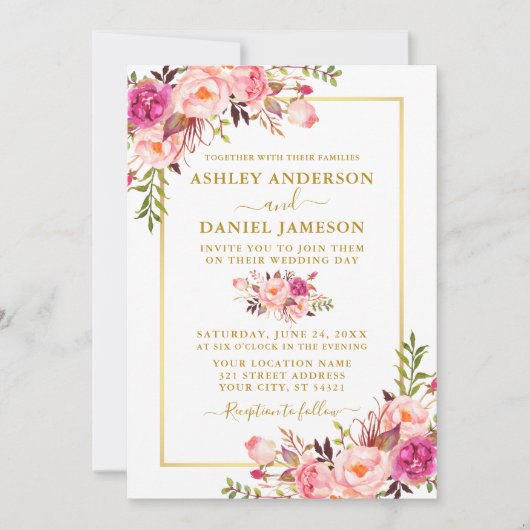 Moderne Waterverf roze bruusse bruinkoolbruidjes Kaart (Voorkant)