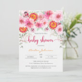 Moderne Waterverf Roze & Citrus Baby shower Kaart (Staand voorkant)