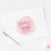 Moderne Waterverf Roze dank u bruiloft Ronde Sticker (Envelop)