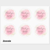Moderne Waterverf Roze dank u bruiloft Ronde Sticker (Vel)