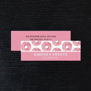Moderne Waterverf roze donuts  Mini Visitekaartje
