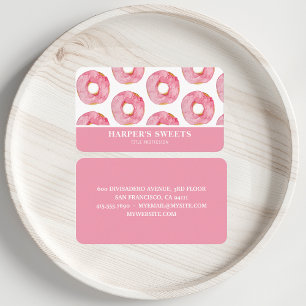 Moderne Waterverf Roze Donuts Professional Visitekaartje