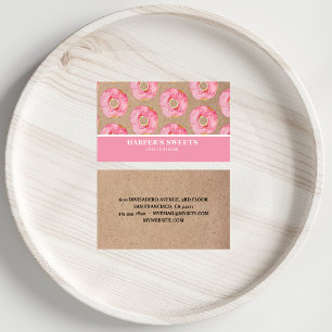 Moderne Waterverf Roze Donuts Professional Visitekaartje