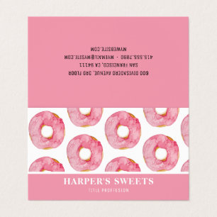 Moderne Waterverf roze donuts Professional Visitekaartje