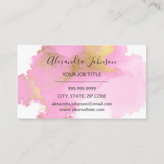 Moderne Waterverf roze en goudfolie Loyalty Punch (Achterkant)