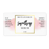 Moderne Waterverf roze en witte serumetiketten Etiket (Voorkant)