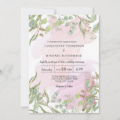 Moderne Waterverf Roze Eucalyptus Greenery Wedding Kaart (Voorkant)