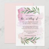 Moderne Waterverf Roze Eucalyptus Greenery Wedding Kaart (Voorkant / Achterkant)