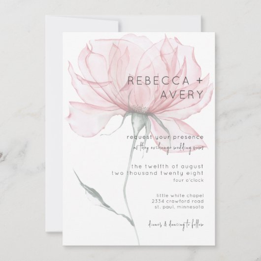 Moderne Waterverf roze finale uitnodiging voor bru (Voorkant)