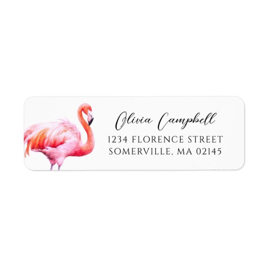 Moderne Waterverf Roze Flamingo retouradres Etiket (Voorkant)